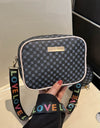 Printed Slogan Strap Shoulder Bag