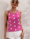 Polka Dot Round Neck Knit Tank