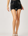 RISEN Frayed Hem Denim Shorts with Fringe Detail Pockets