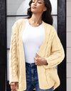 Open Front Cable-Knit Cardigan