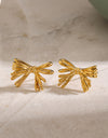 16K Gold-Plated Stainless Steel Bow Earrings