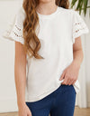 Round Neck Flutter Sleeve T-Shirt