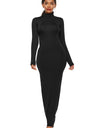 Mock Neck Long Sleeve Maxi Slim Dress