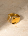 Stainless Steel Inlaid Rhinestone Bypass Ring