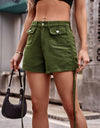 Drawstring Denim Shorts with Pockets