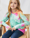 Girls Tie-Dye Twist Front Long Sleeve Top