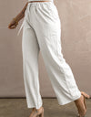 Drawstring Waist Crinkled Wide Leg Pants