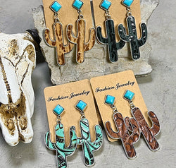 Turquoise Cactus Earrings