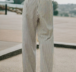 Drawstring Striped Elastic Waist Pants