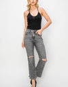 RISEN High Waist Distressed Straight Jeans