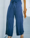 Paperbag Waist Tie Front Wide Leg Pants