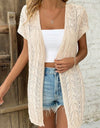 Openwork Open Front Short Sleeve Cardigan