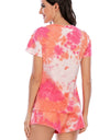 Tie-Dye Round Neck Short Sleeve Top and Shorts Lounge Set