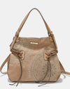 Nicole Lee USA Side Braided Tassel Inlaid Rhinestone Embroidery Hobo Bag