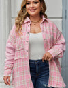 Plus Size Plaid Pocketed Snap Down Jacket