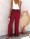 Full Size Decorative Button High Waist Pants