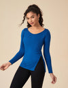 Slit Round Neck Long Sleeve Active Top