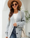 Waffle-Knit Dropped Shoulder Cardigan