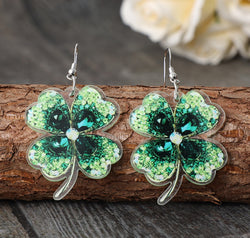 Lucky Clover Acrylic Dangle Earrings