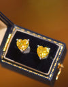 2 Carat Yellow Heart Moissanite Platinum-Plated Earrings