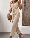 Perfee Textured Sleeveless Jumpsuit with Pockets