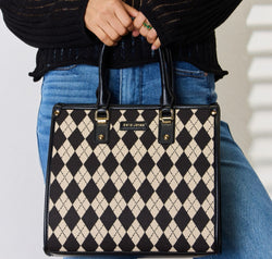 David Jones Argyle Pattern PU Leather Handbag