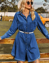 Raw Hem Collared Denim Dress