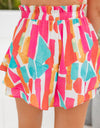 Layered Printed Elastic Waist Shorts