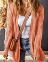 Cable-Knit Dropped Shoulder Slit Cardigan