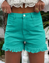 Raw Hem High Waist Denim Shorts