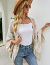 Multicolored Fringe Trim Poncho