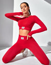 Round Neck Long Sleeve Top and Leggings Active Set