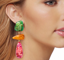 Alloy & Resinous Dangle Earrings