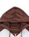 Zip-Up Raglan Sleeve Openwork Hooded Cardigan