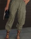 High Waist Drawstring Pants with Pockets