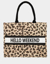 Fame Letter Graphic Leopard Tote Bag