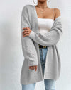 Open Front Dropped Shoulder Slit Cardigan