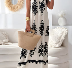 Printed Spaghetti Strap Sleeveless Maxi Dress