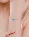 925 Sterling Silver Heart Shape Spring Ring Closure Bracelets