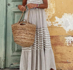 Tiered Striped Sleeveless Cami Dress