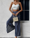 Striped Slit Wide Leg Pants