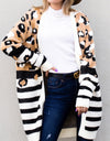 Striped Open Front Longline Cardigan