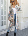 Multicolored Open Front Fringe Hem Cardigan