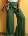 Smocked Waist Texture Wide Leg Pants