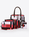 4-Piece Color Block PU Leather Bag Set