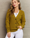 Zenana Kiss Me Tonight Full Size Button Down Cardigan in Chartreuse