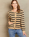 Woven Right Striped Button Front Cardigan