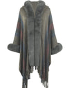 Color Block Fringe Detail Poncho