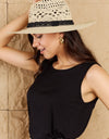 Fame Fight Through It Lace Detail Straw Braided Fashion Sun Hat