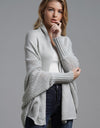 Dolman Sleeve Open Front Ribbed Trim Longline Cardigan